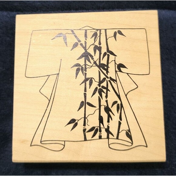 Kimono Asian Bamboo Rubber Stamp JudiKins 2295H Wood Mount Crafting 3.62 x 3.5 - Picture 7 of 16